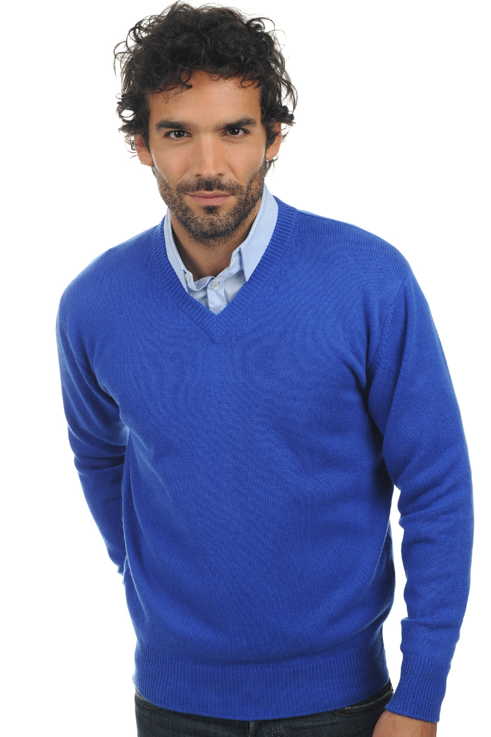 Hippolyte 4F men's cashmere jumper - lapis blue - Mahogany