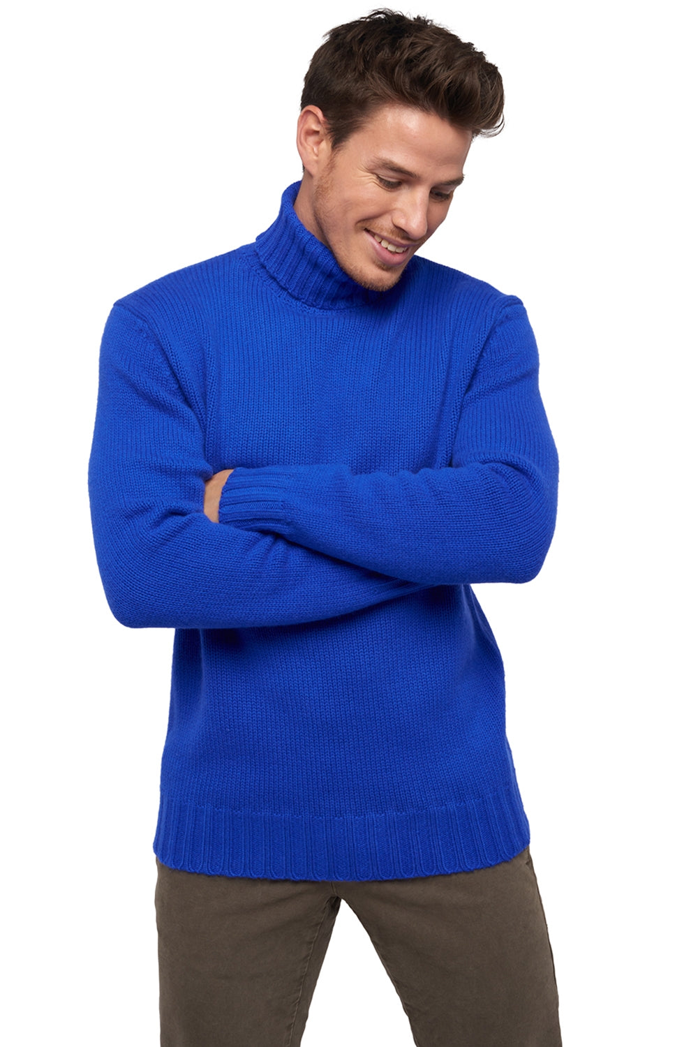 Achille men's cashmere jumper - lapis blue - Mahogany