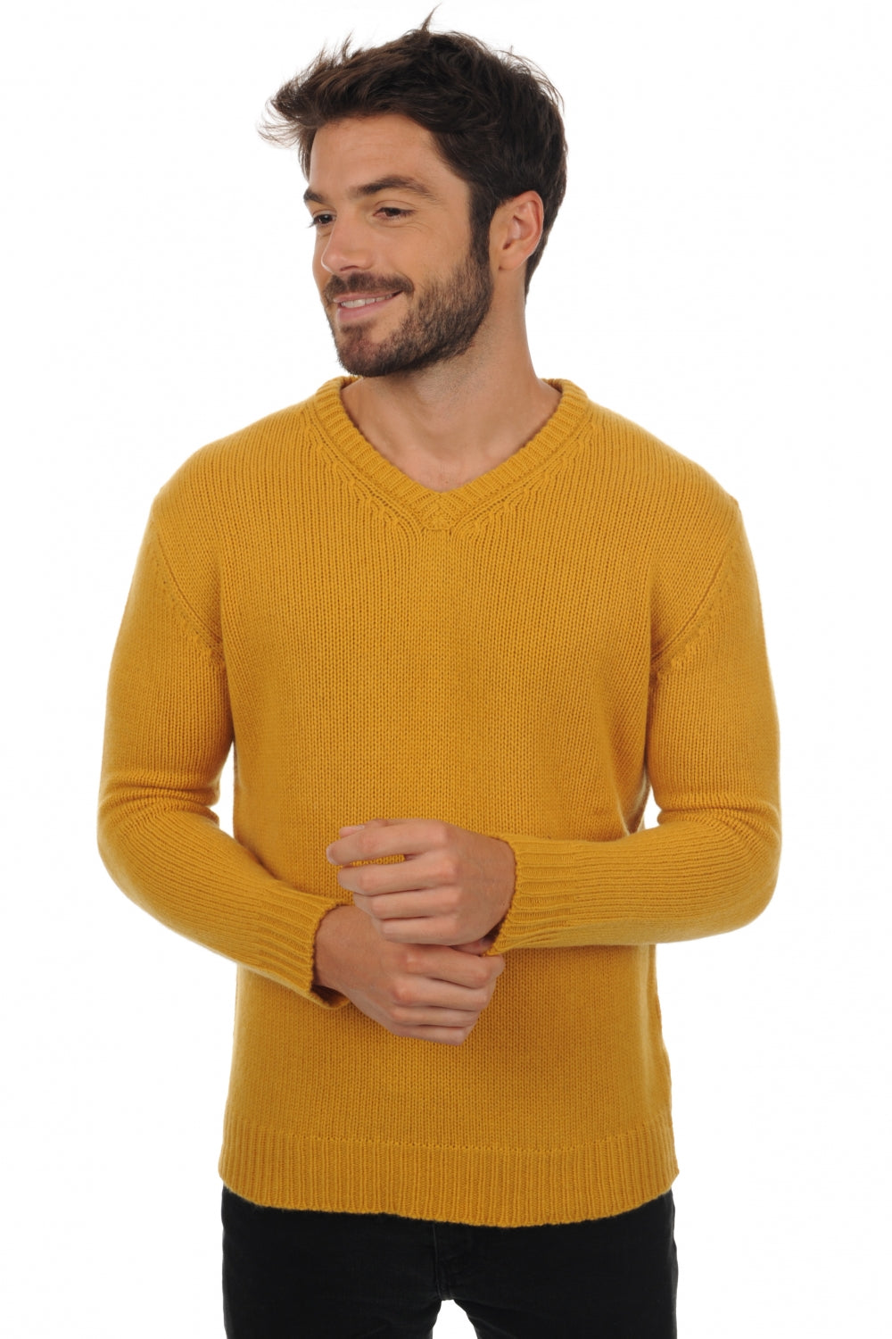Atman men's cashmere jumper - mustard - Mahogany