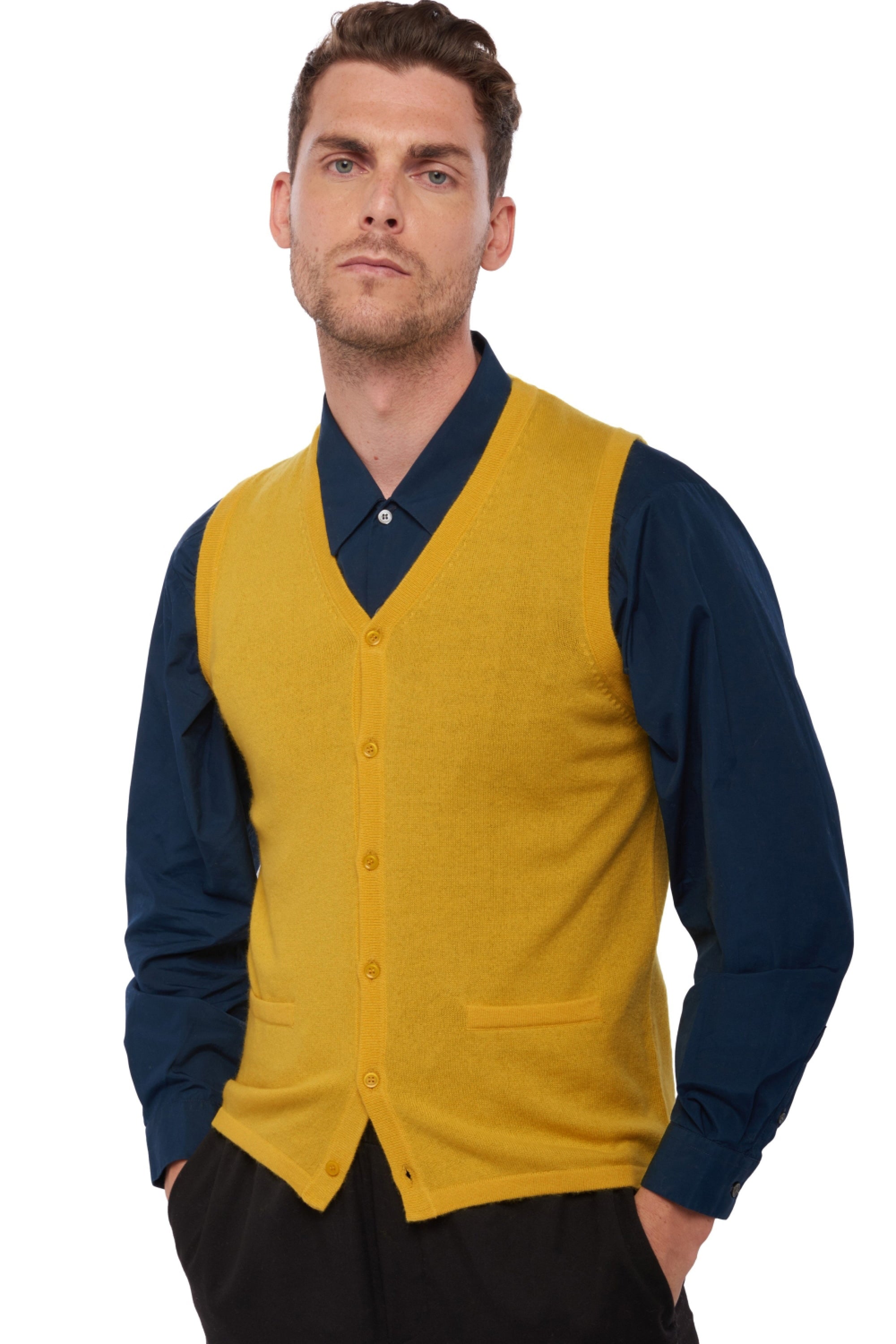 Basile cashmere jumper for men - mustard - Mahogany