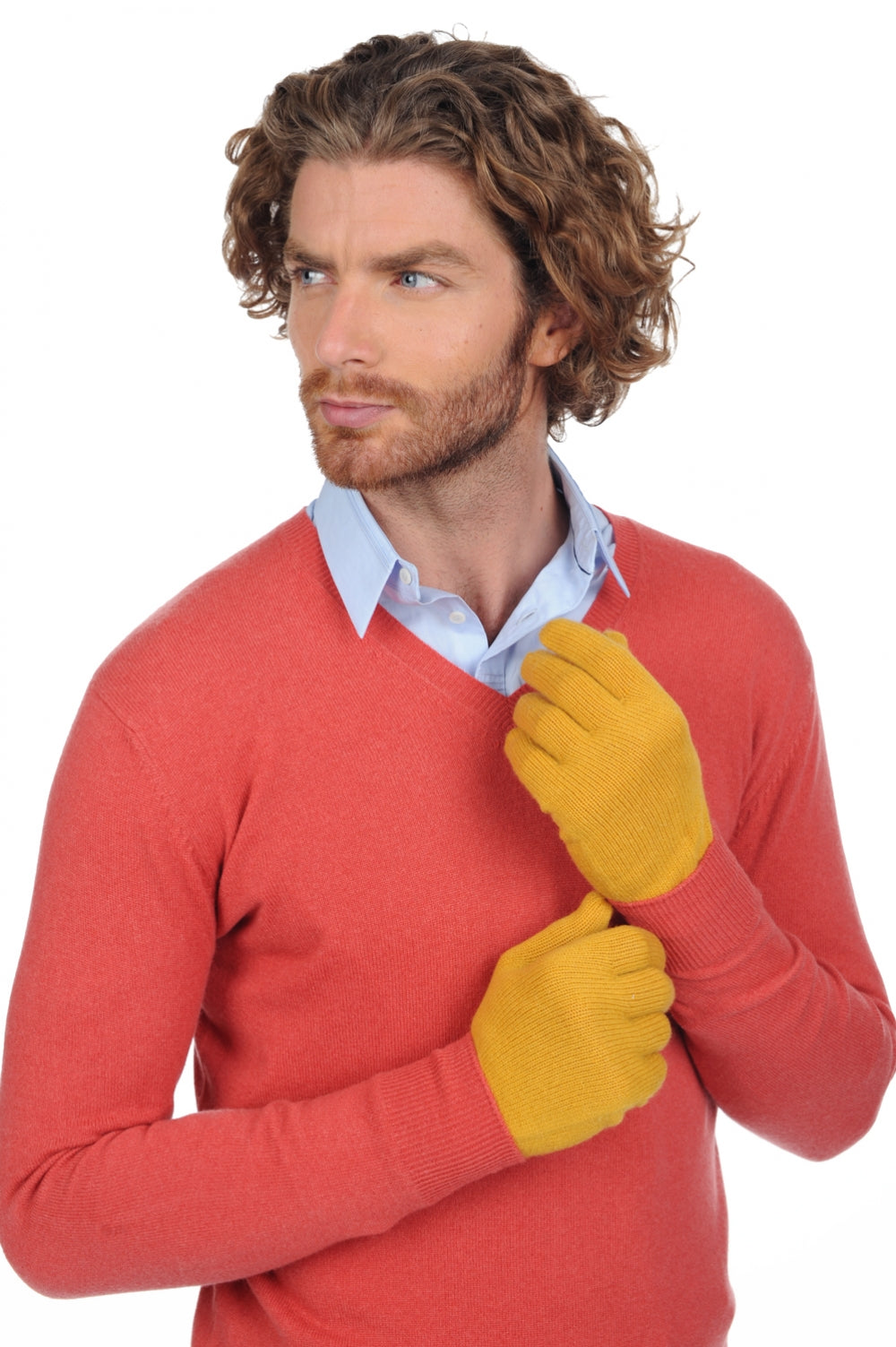 Manous men's cashmere jumper - mustard - Mahogany