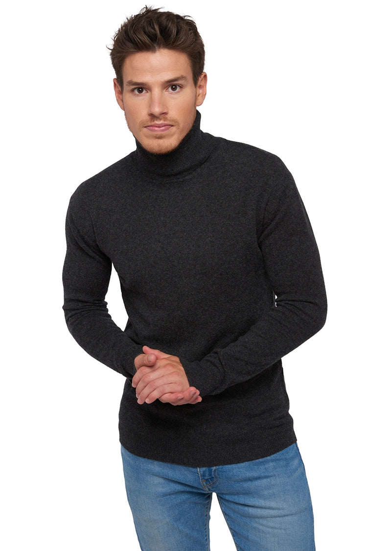 Preston cashmere men's jumper - anthracite marl - Mahogany