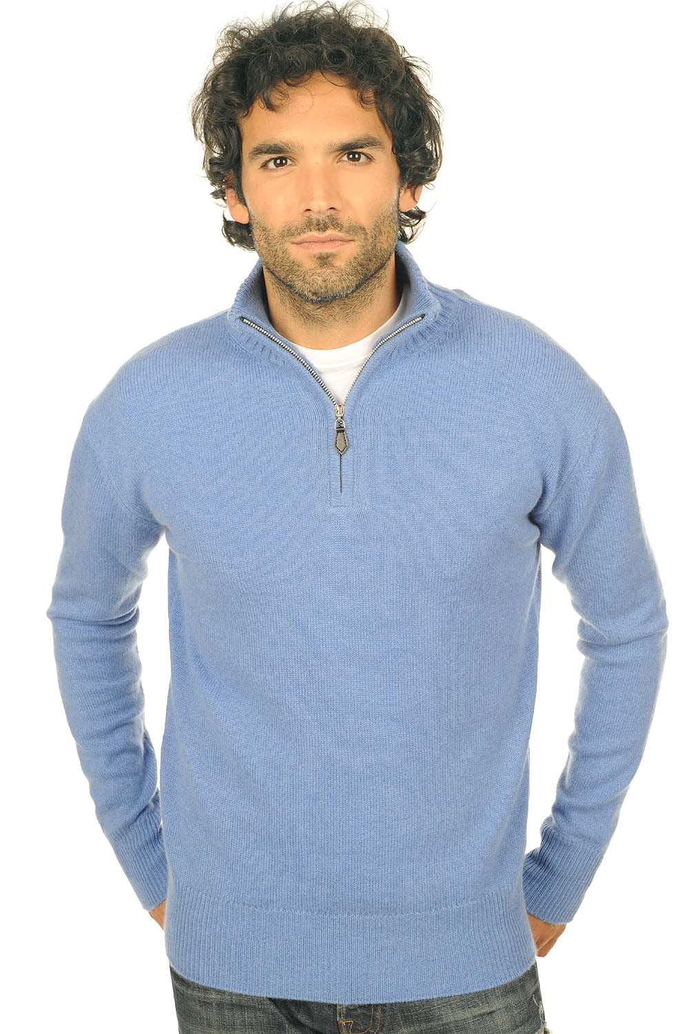 Donovan men's cashmere jumper - blue marl - Mahogany