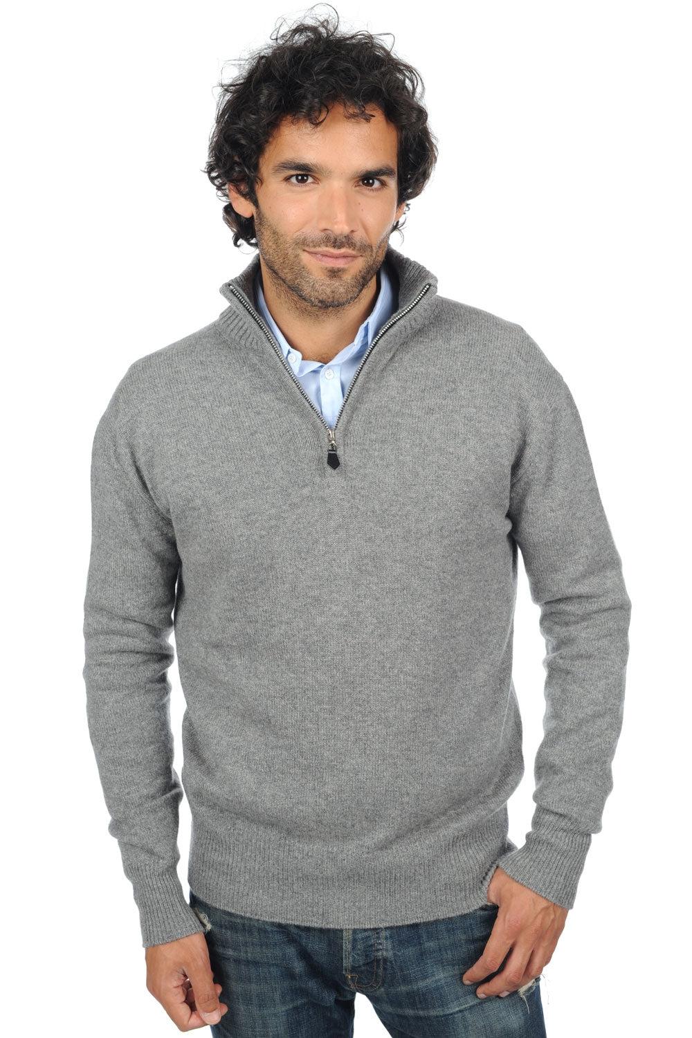 Donovan men's cashmere jumper - grey marl - Mahogany