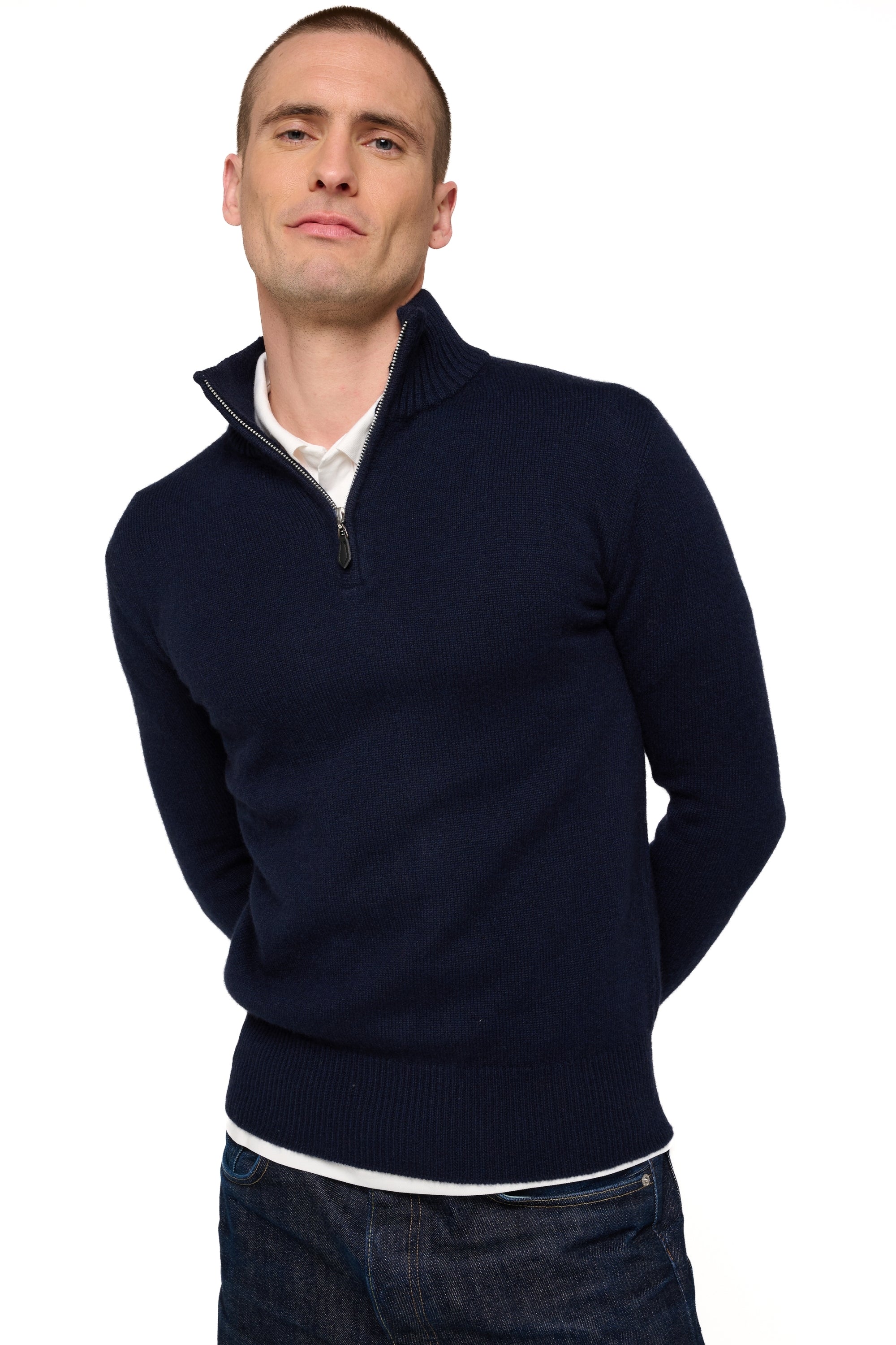 Donovan men's cashmere jumper - dark navy - Mahogany