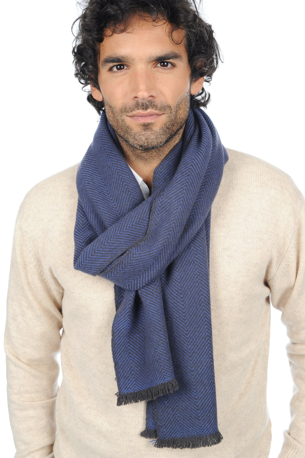 Orage in cashmere unisex - anthracite-male blue - Mahogany