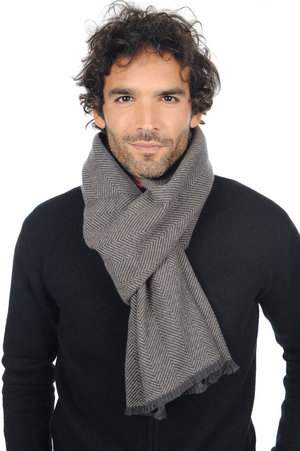 Cashmere scarf, 100% Cashmere, unisex, stripes, fine knit, Mahogany
