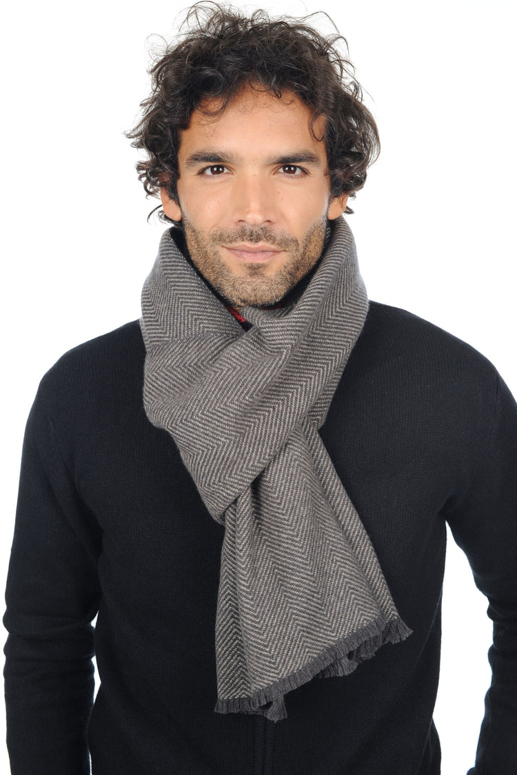 Cashmere scarf, 100% Cashmere, unisex, stripes, fine knit, Mahogany