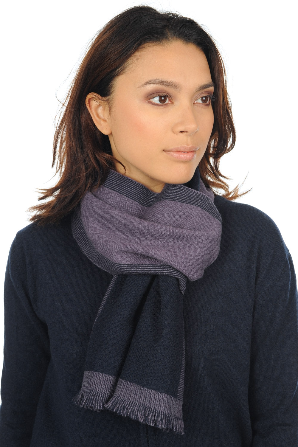 Tonnerre in cashmere unisex - mulberry-dark navy - Mahogany