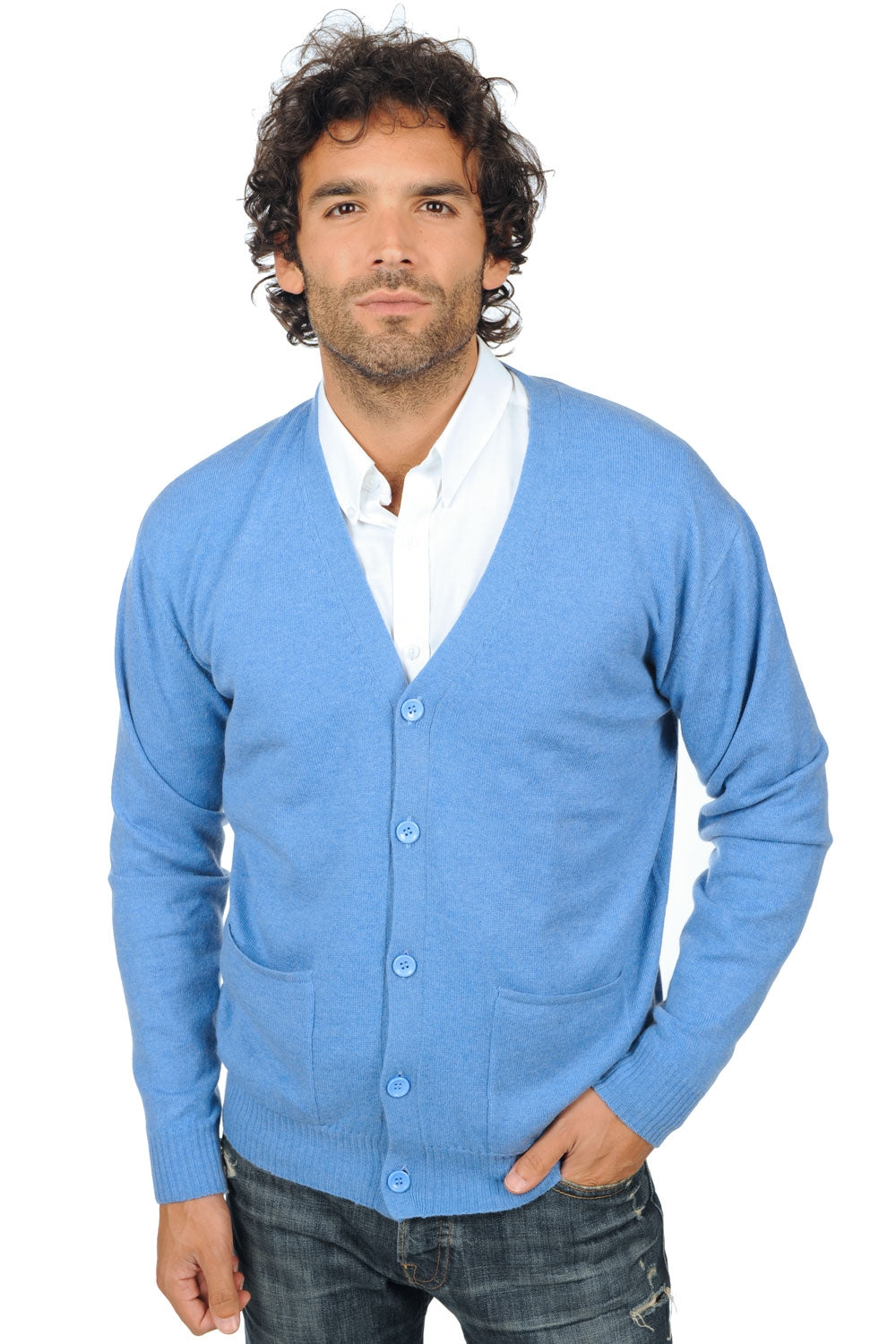 Yoni men's cashmere - marl blue - Mahogany