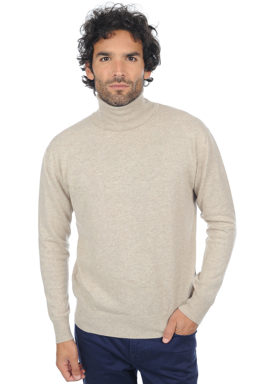 Edgar Premium cashmere men's jumper - pema natural - Mahogany