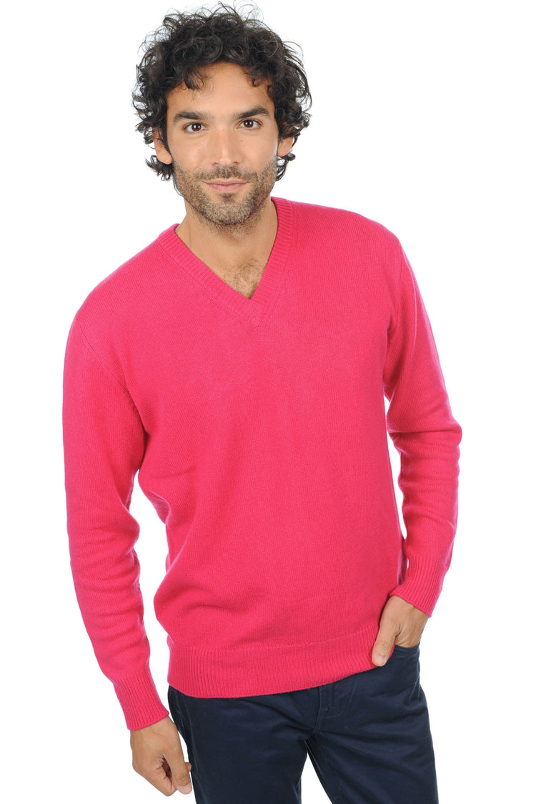 Cashmere jumper, 100% Cashmere, men, V-neck, straight fit, long sleeves, fine knit, Mahogany