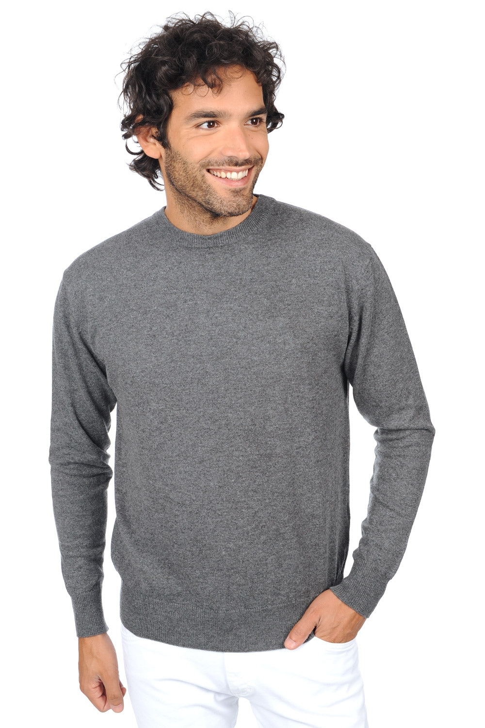 Nestor Premium cashmere men's jumper - premium graphite - Mahogany