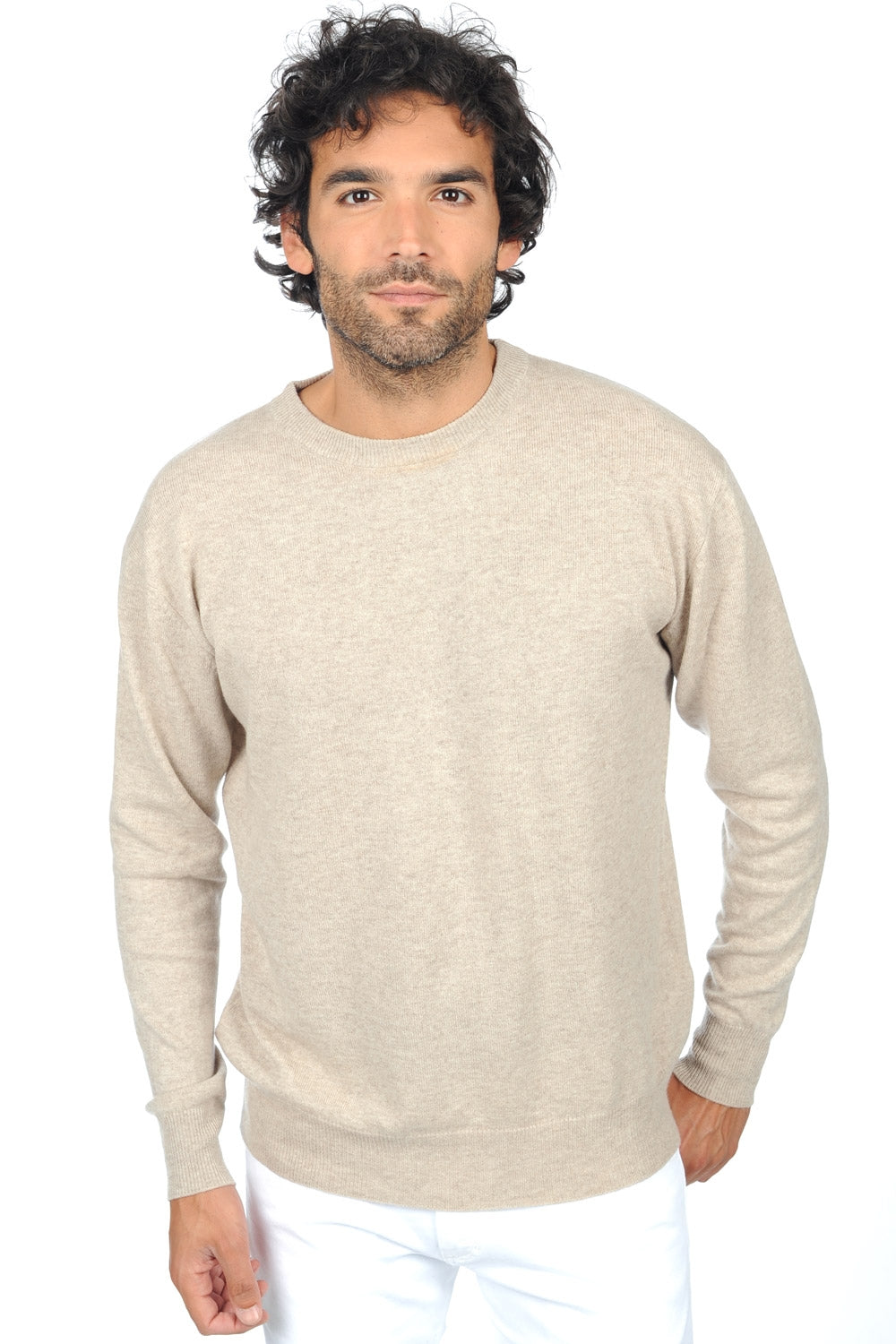 Nestor Premium cashmere men's jumper - pema natural - Mahogany