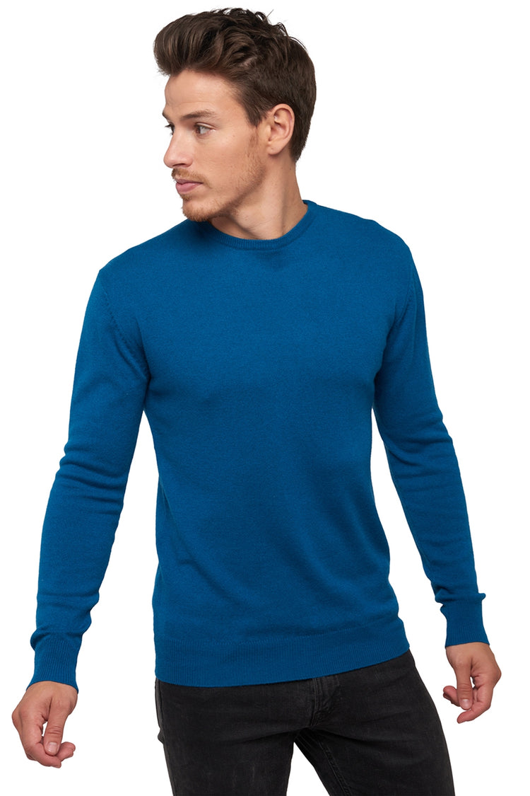 Cashmere jumper, 100% cashmere, men's, round neck, straight cut, long sleeves, regular / 2 and 4 ply, standard knit, Mahogany