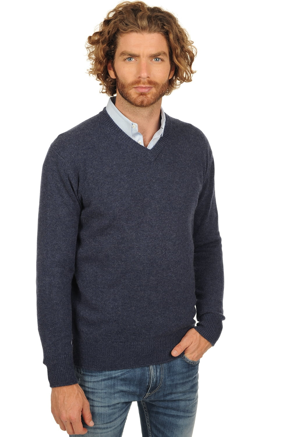 Hippolyte 4F men's cashmere jumper - indigo - Mahogany