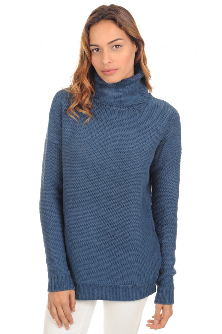 Yak jumper, 100% yak, women, roll neck, oversize fit, long sleeves, chunky / 6 ply and above, standard knit, Mahogany