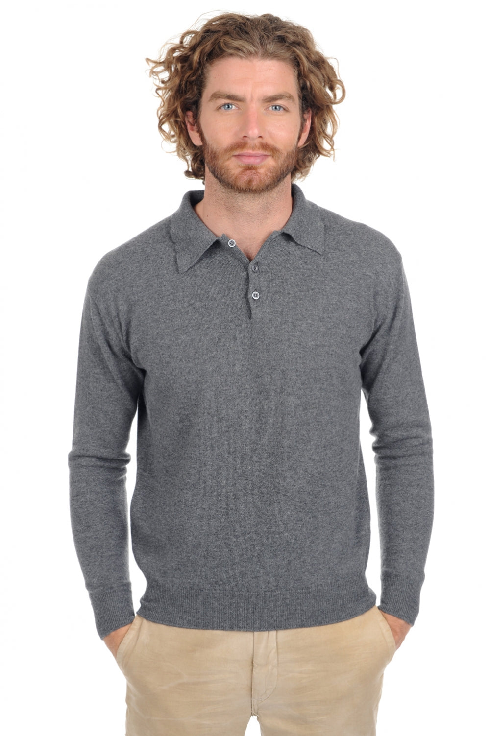 Alexandre Premium cashmere men's jumper - premium graphite - Mahogany