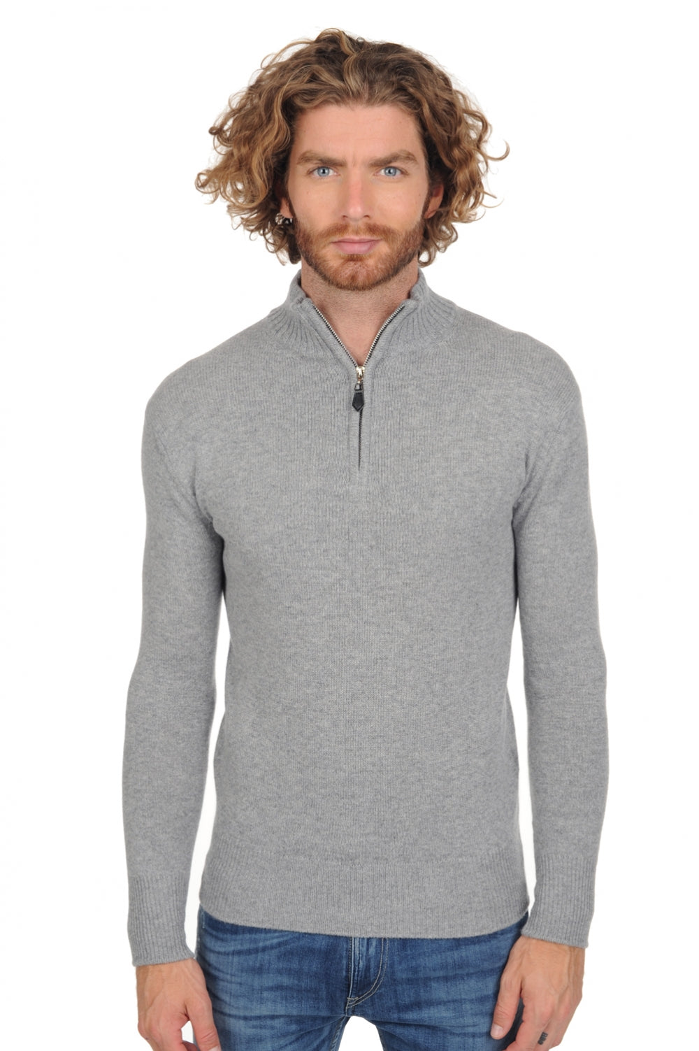 Donovan Premium cashmere men's jumper - premium flanell - Mahogany