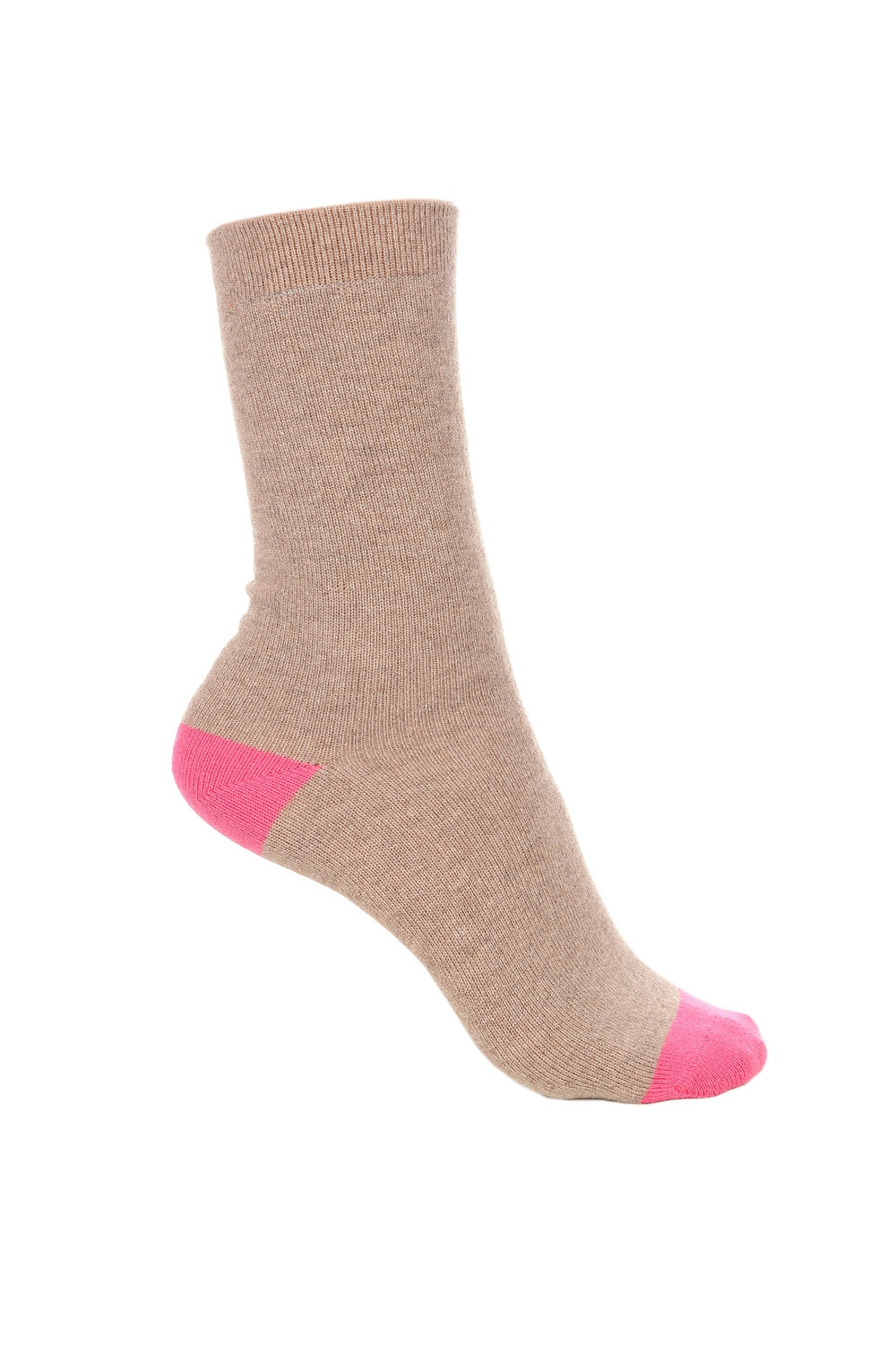 Frontibus women's cashmere & elastane jumper - natural brown marl-shocking pink - Mahogany