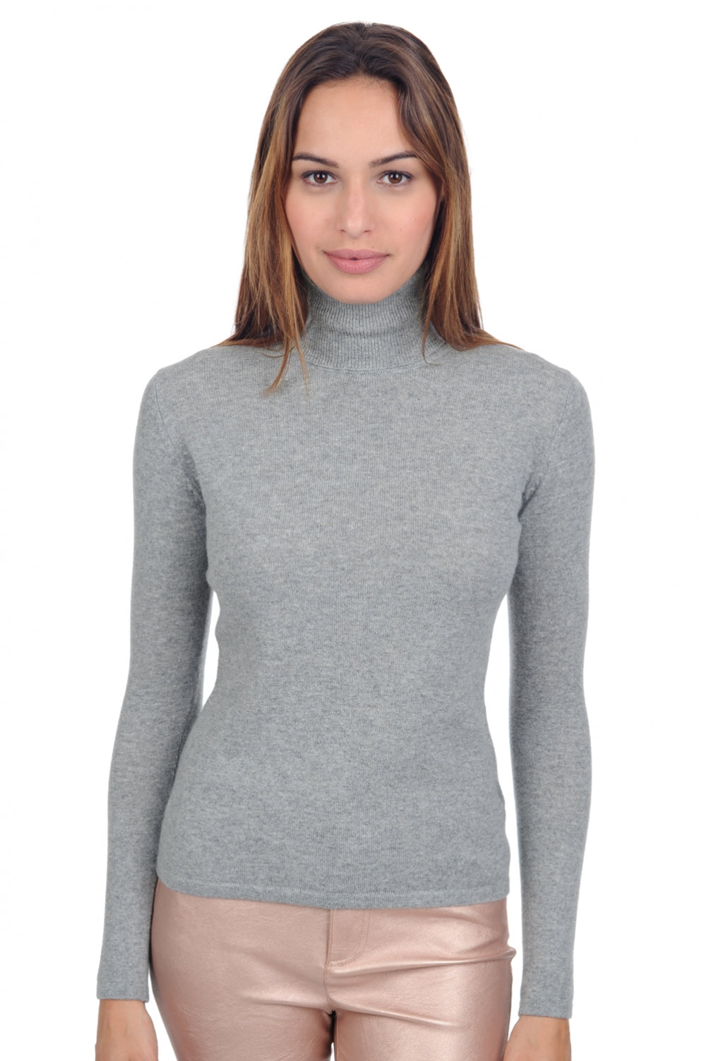 Jade Premium cashmere women's jumper - premium flanell - Mahogany