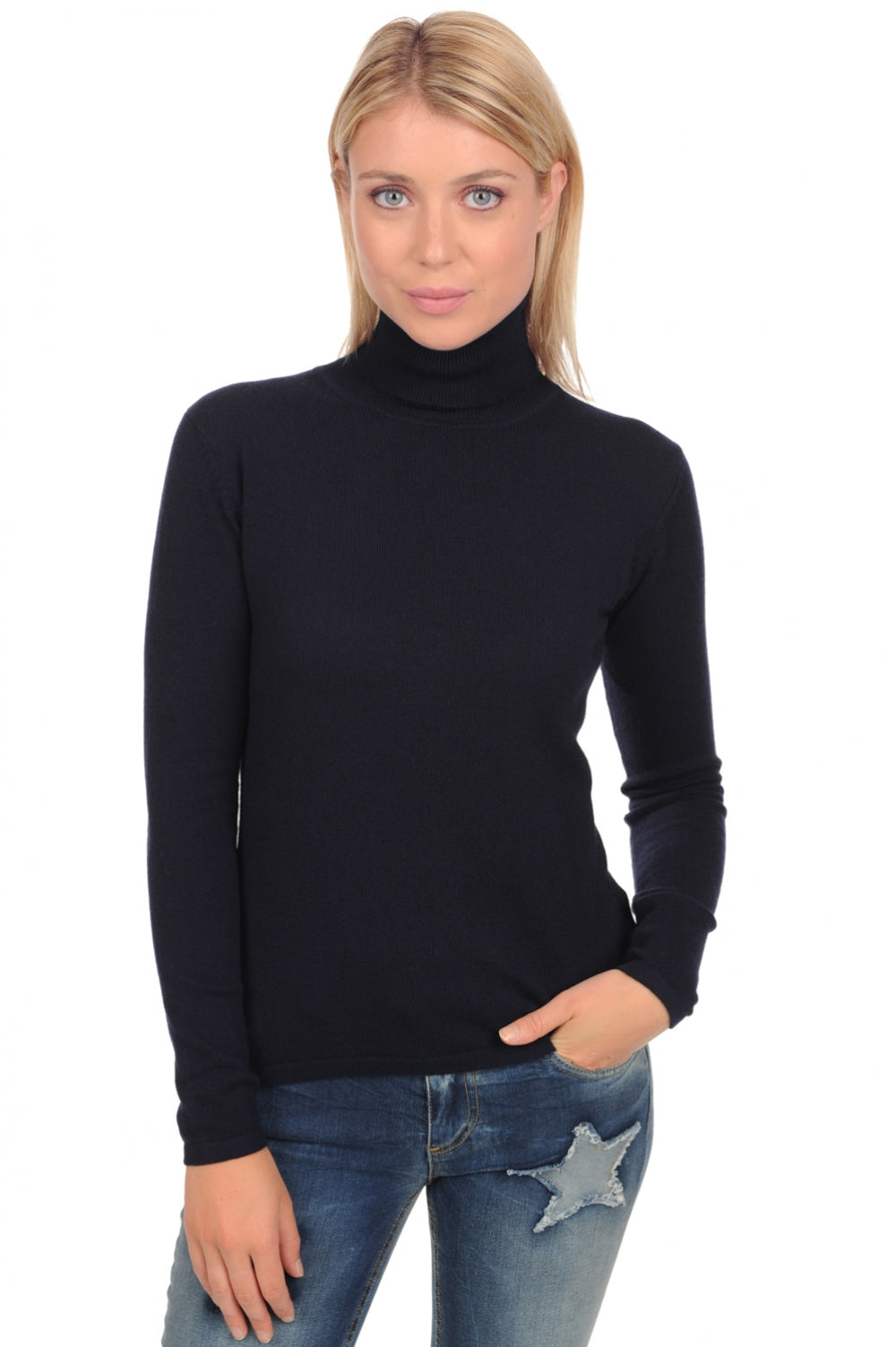 Jade Premium cashmere women's jumper - premium navy - Mahogany