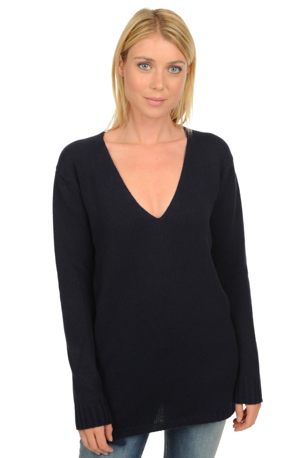 Vanessa Premium women's cashmere jumper - premium navy - Mahogany
