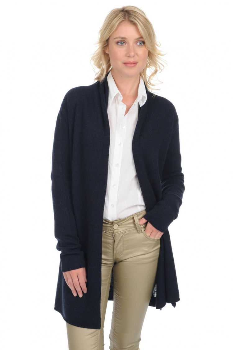 Cashmere jacket, 100% Cashmere, women's, collarless, straight cut, long sleeves, regular / 2 and 4 ply, standard knit, Mahogany