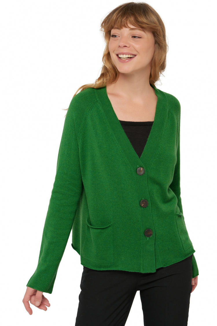 Cashmere cardigan, 100% Cashmere, women, V-neck, button fastening, oversize fit, long sleeves, medium weight / 2 and 4 ply, standard knit, Mahogany