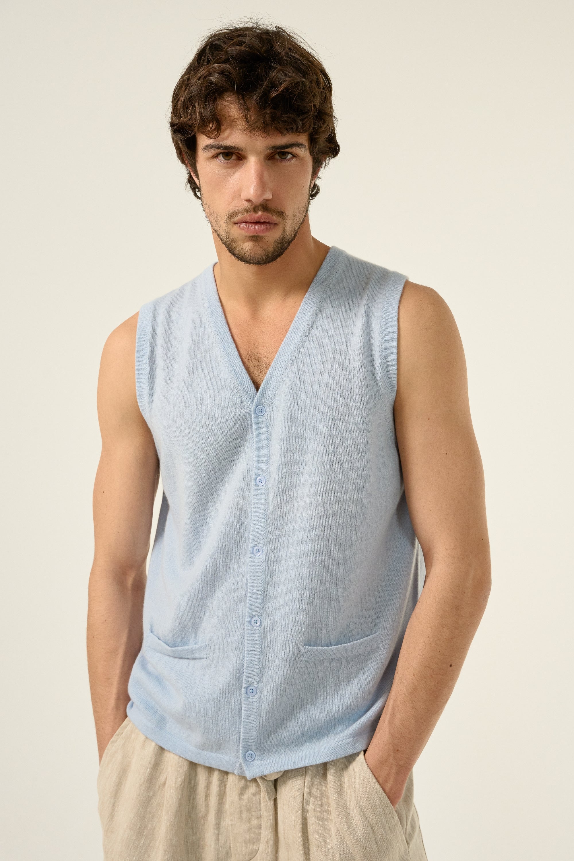 Basile men's cashmere jumper - sky - Mahogany