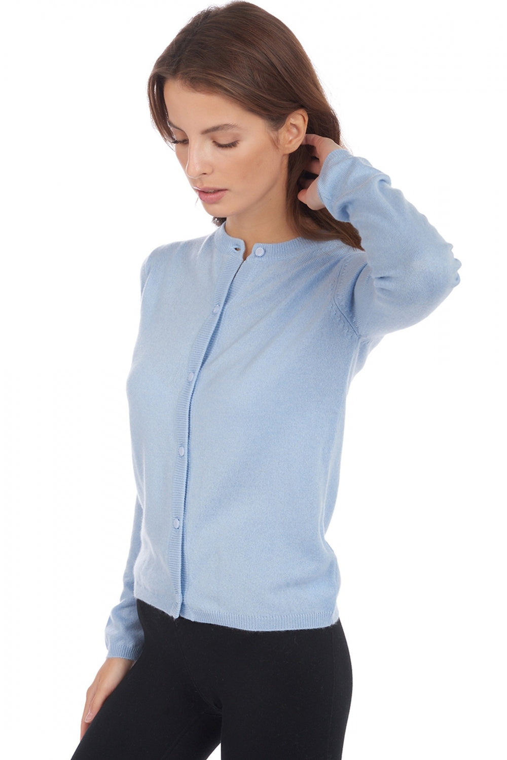 Chloe in cashmere for women - sky - Mahogany
