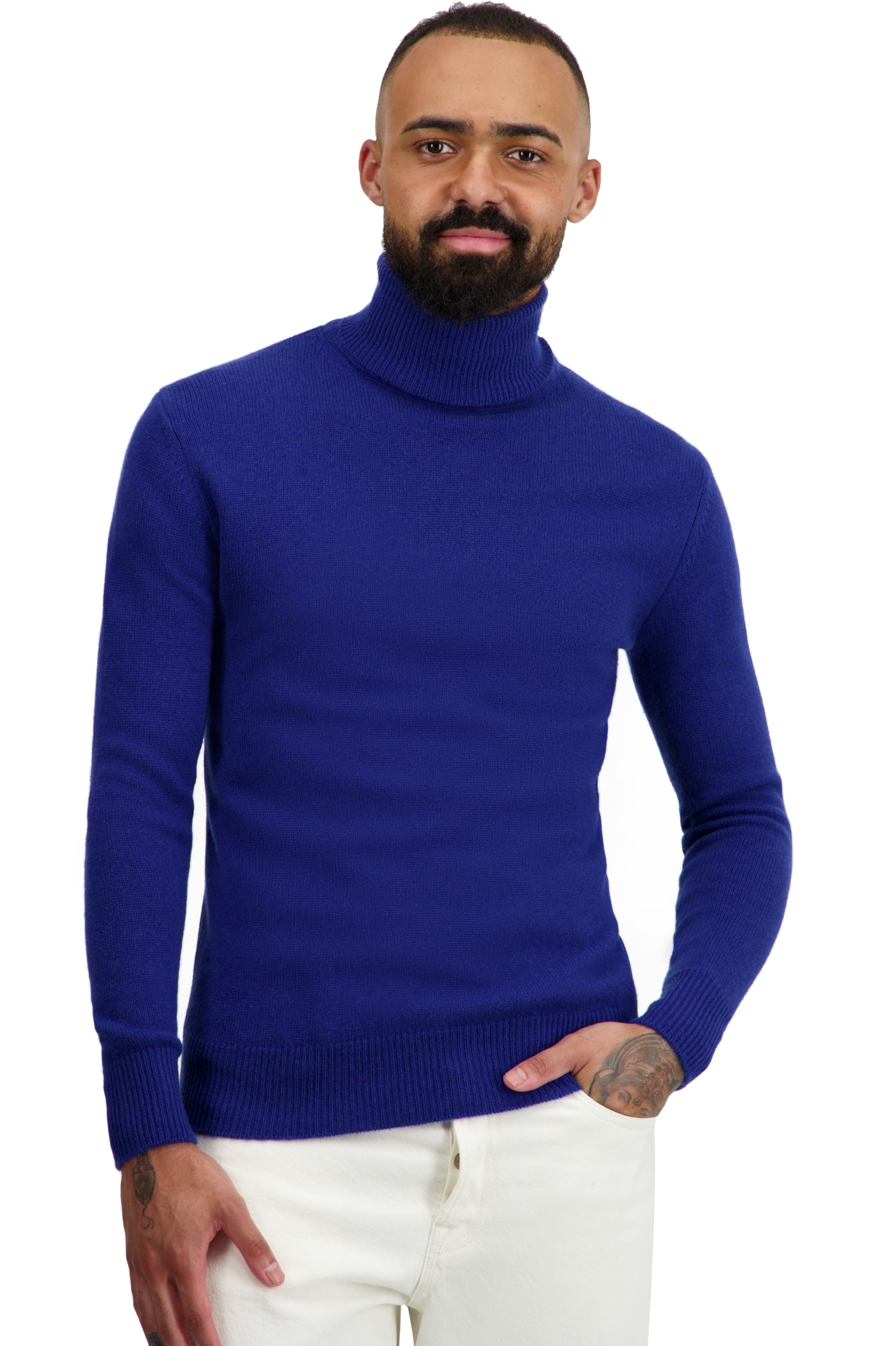 Cashmere jumper, 100% cashmere, men, roll neck, straight fit, long sleeves, standard / 2 and 4 ply, standard knit, Mahogany