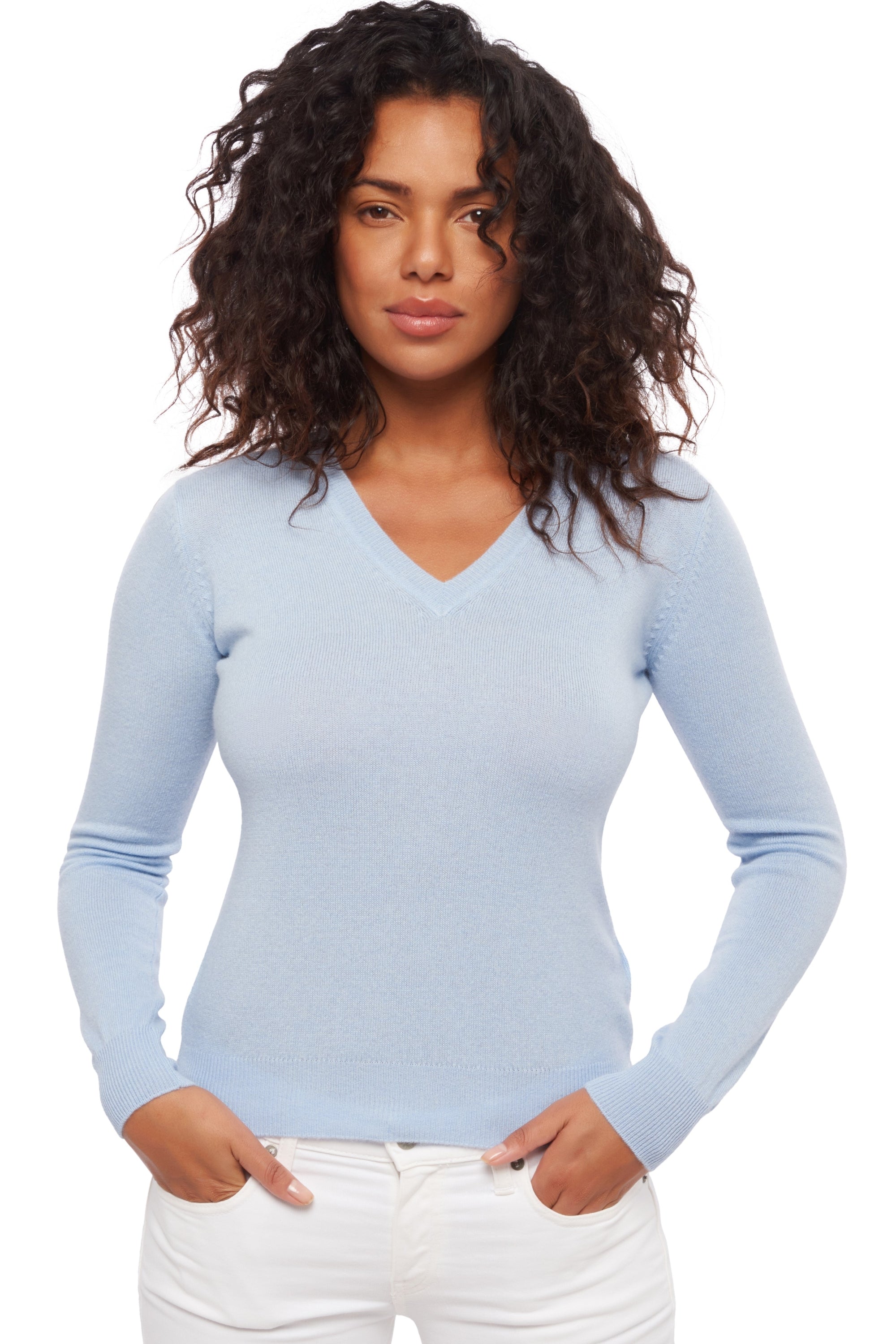 Faustine women's cashmere jumper - sky - Mahogany