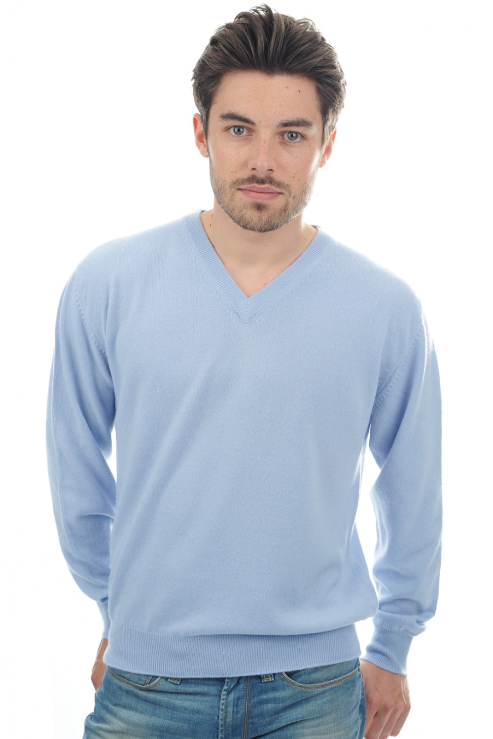 Gaspard men's cashmere - sky - Mahogany