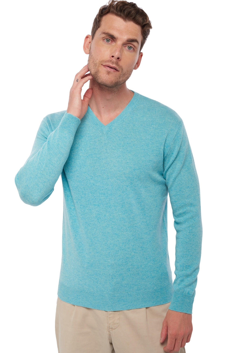 Gaspard men's cashmere - piscine - Mahogany