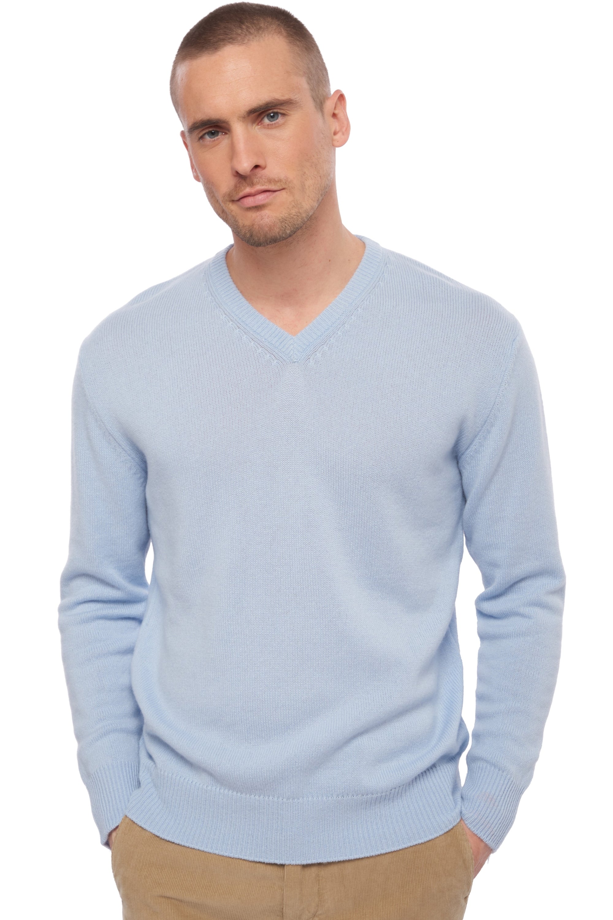 Hippolyte 4F men's cashmere jumper - sky - Mahogany