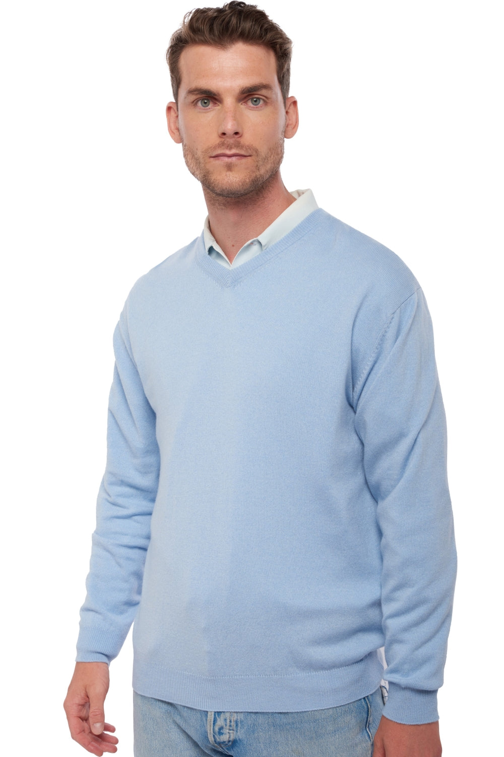 Maddox men's cashmere jumper - sky blue - Mahogany