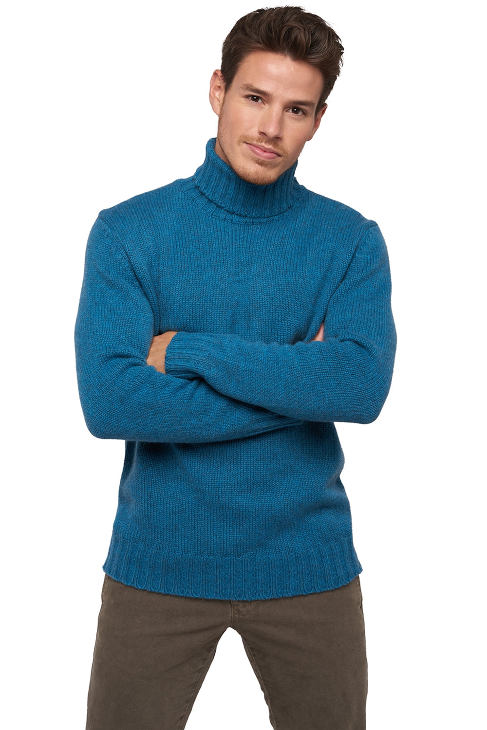 Achille men's cashmere jumper - manor blue - Mahogany