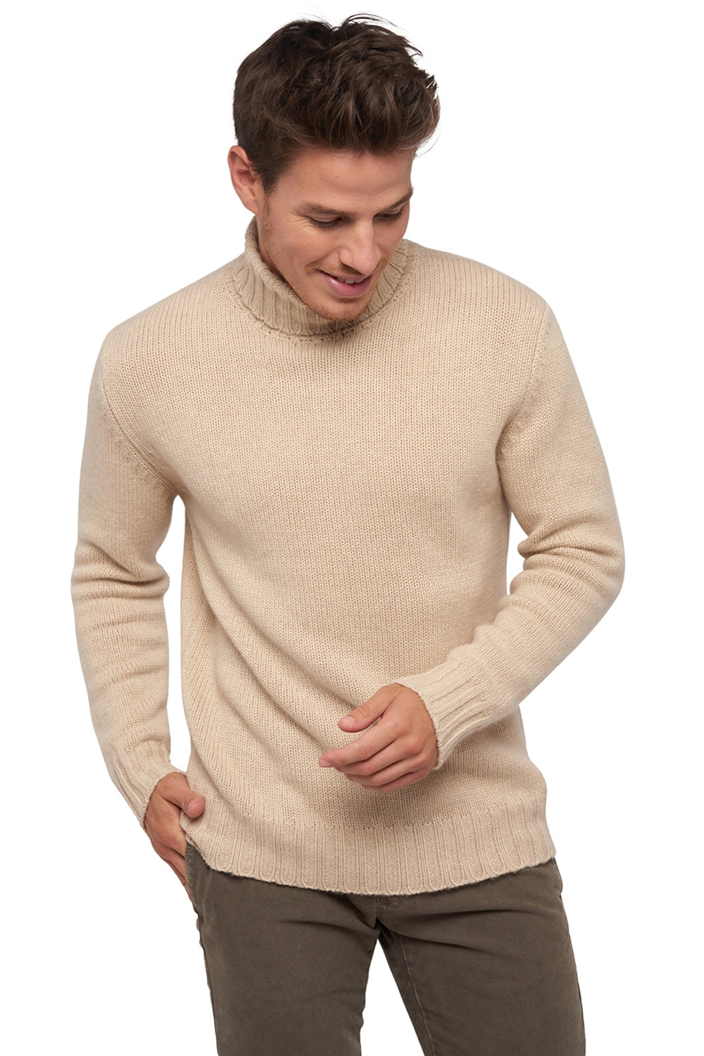 Achille men's cashmere jumper - natural beige - Mahogany