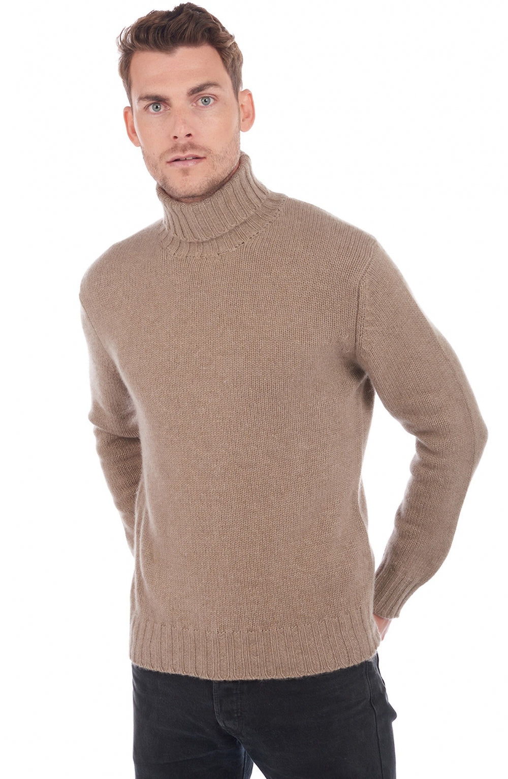 Achille men's cashmere jumper - natural brown - Mahogany