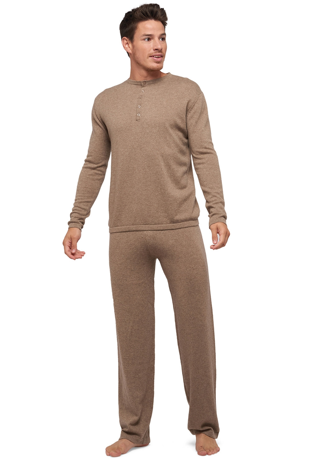 Adam men's cashmere jumper - natural brown - Mahogany