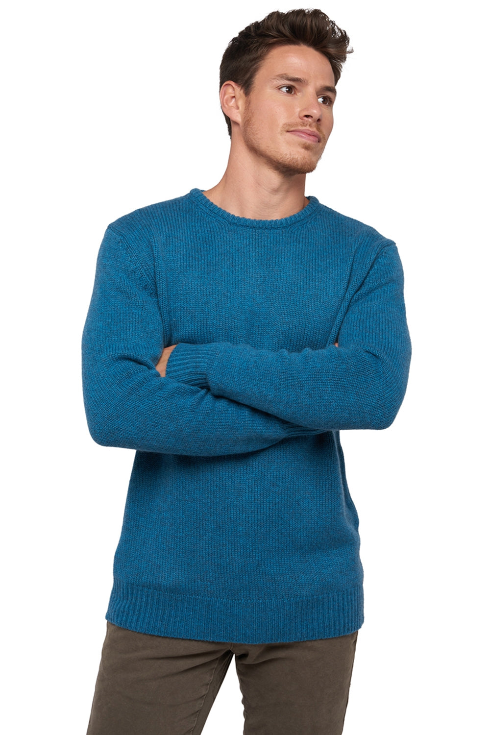 Bilal men's cashmere jumper - manor blue - Mahogany