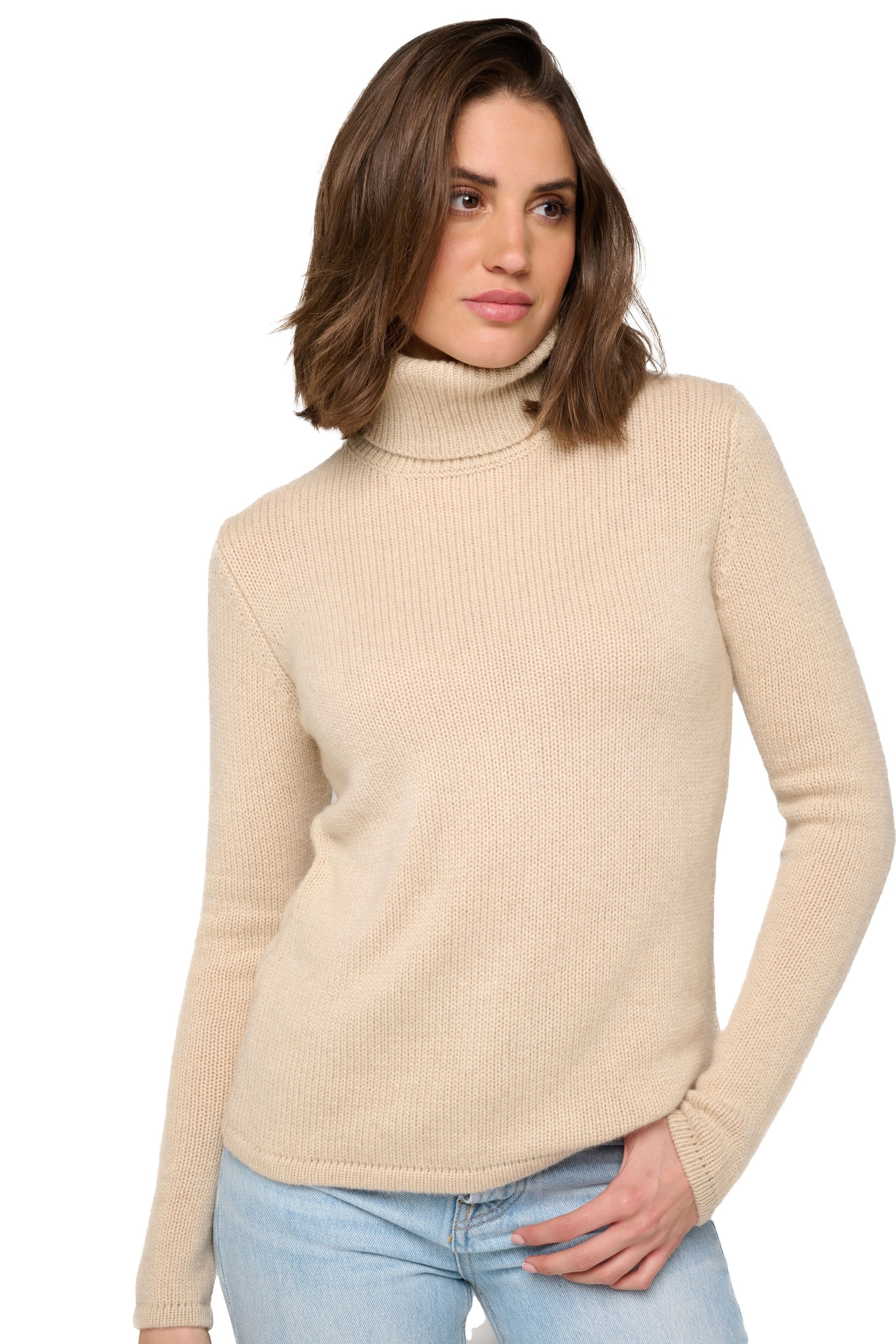 Carla cashmere women's jumper - natural beige - Mahogany