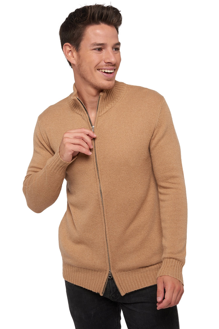 Clyde camel men's jumper - natural camel - Mahogany