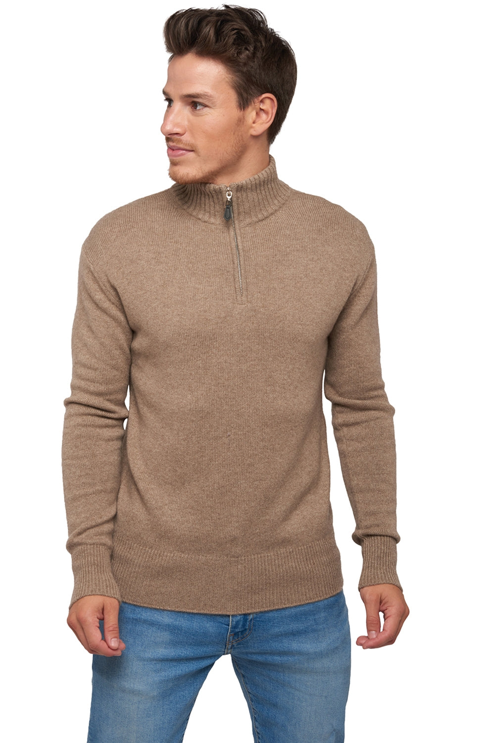 Donovan men's cashmere jumper - natural brown - Mahogany