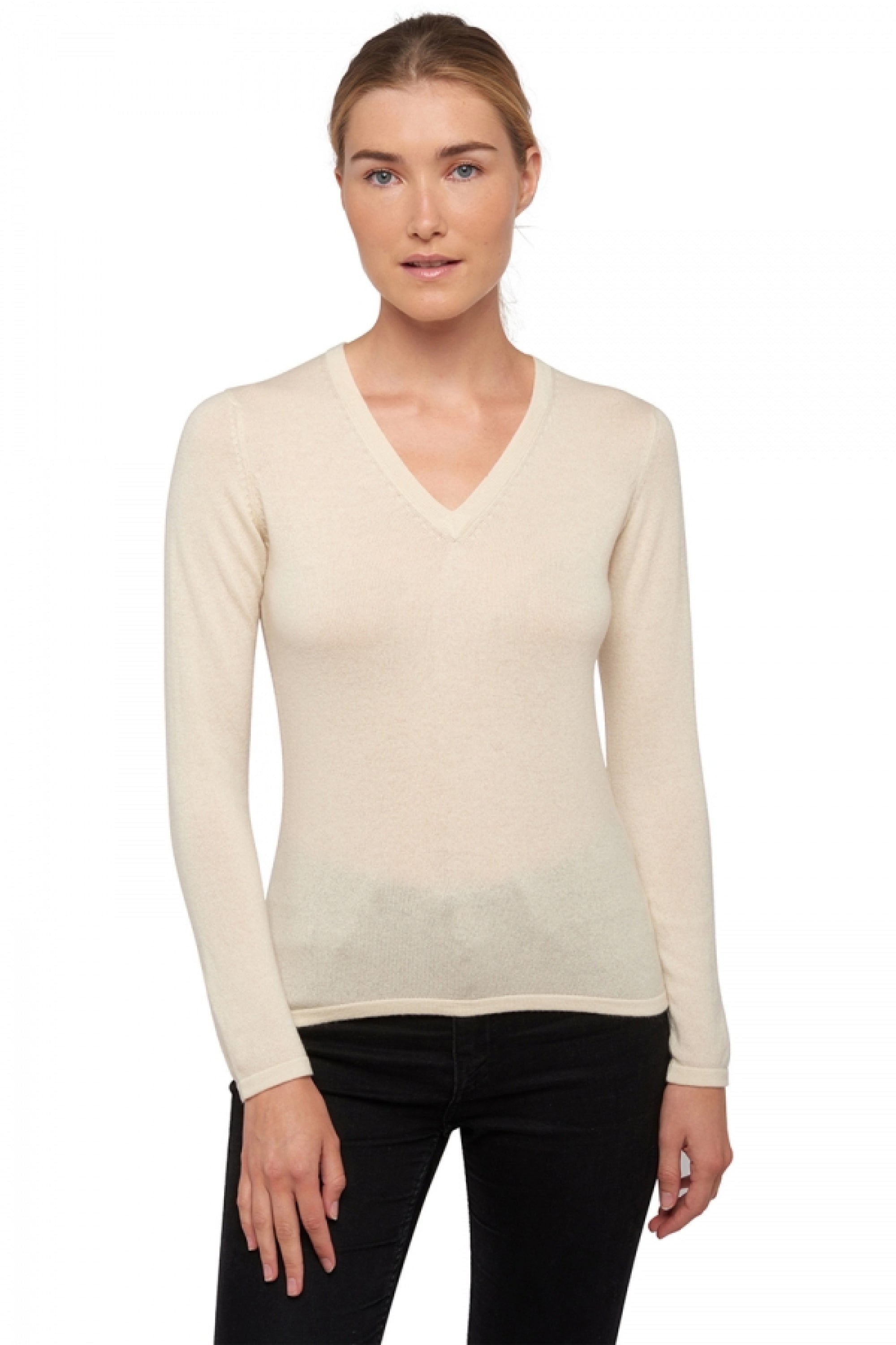 Emma in cashmere for women - natural écru - Mahogany