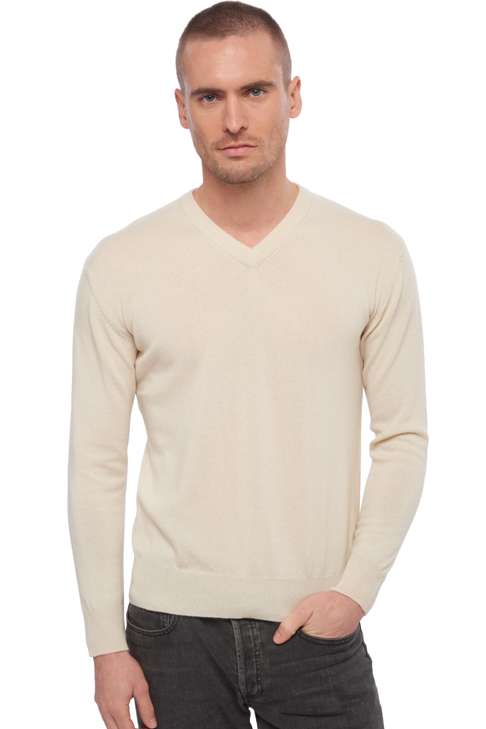 Hippolyte men's cashmere - natural ecru - Mahogany