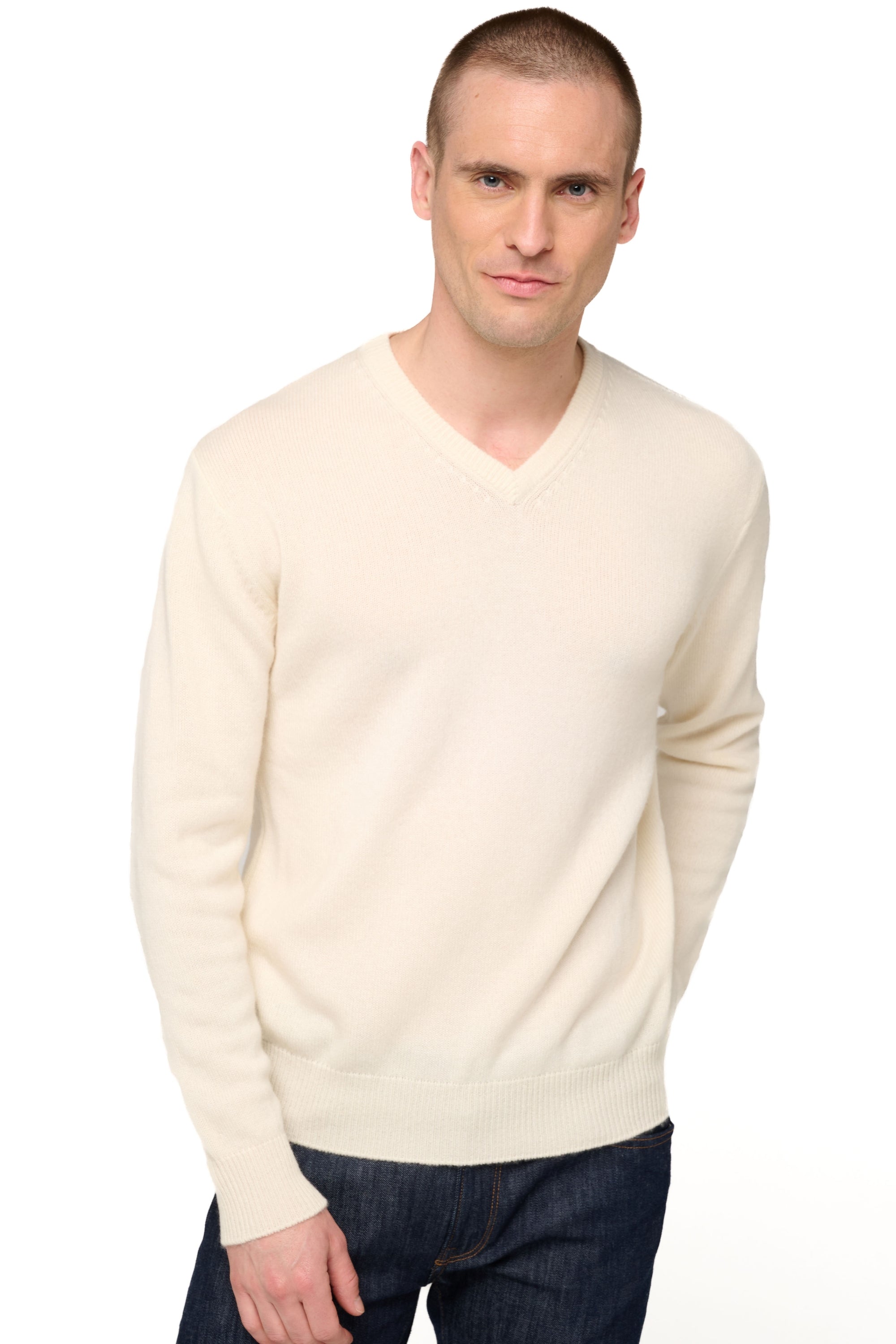 Hippolyte 4F men's cashmere jumper - natural ecru - Mahogany