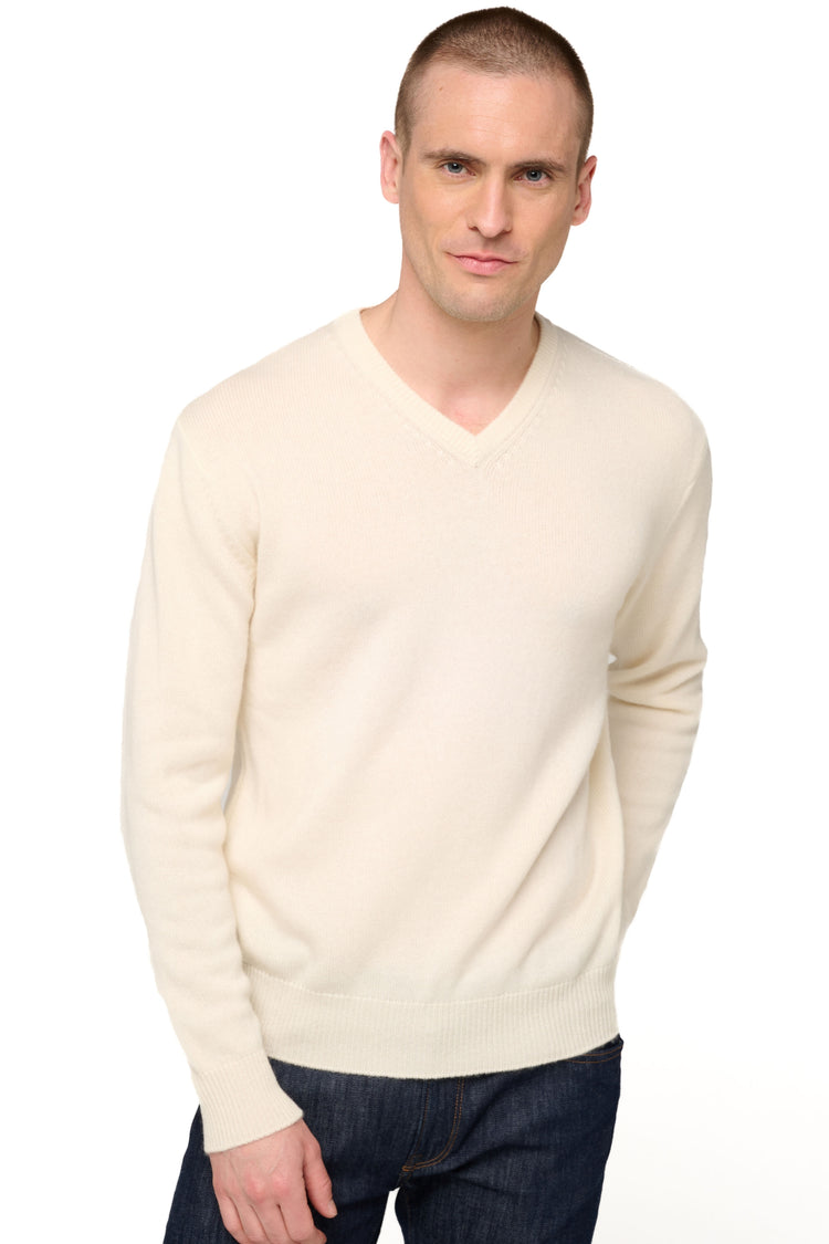 Hippolyte 4F men's cashmere jumper - natural ecru - Mahogany