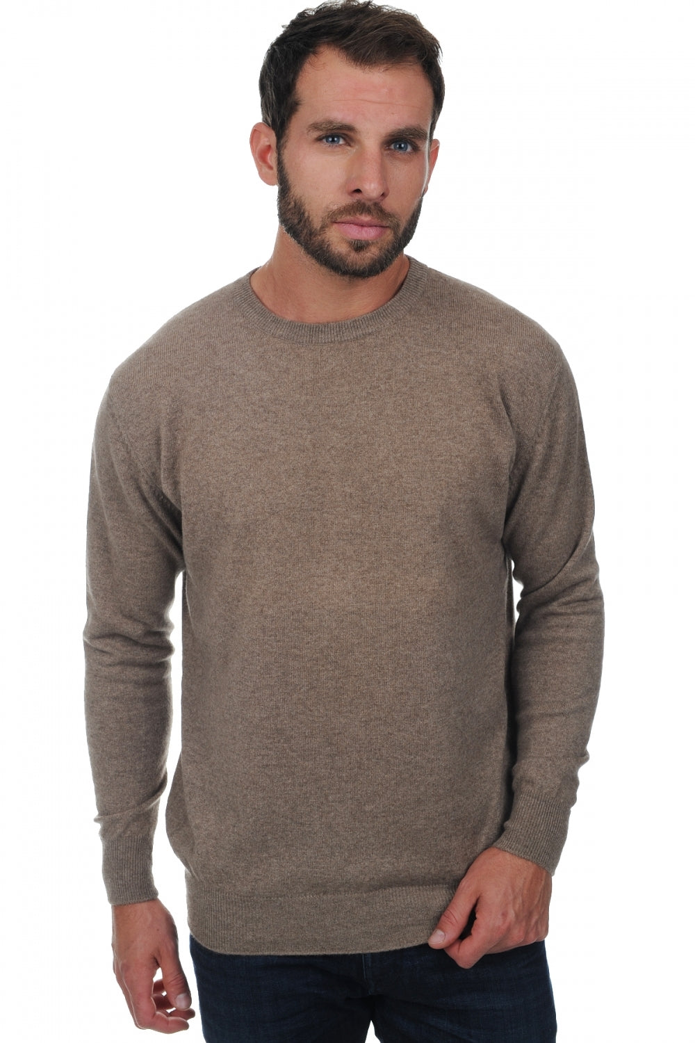 Nestor men's cashmere jumper - natural brown - Mahogany
